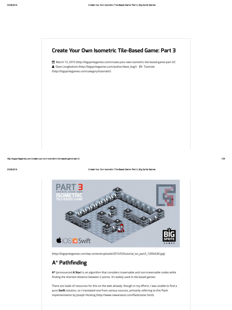 Isometric Game Dev: A* Pathfinding Guide | PDF | Swift (Programming ...