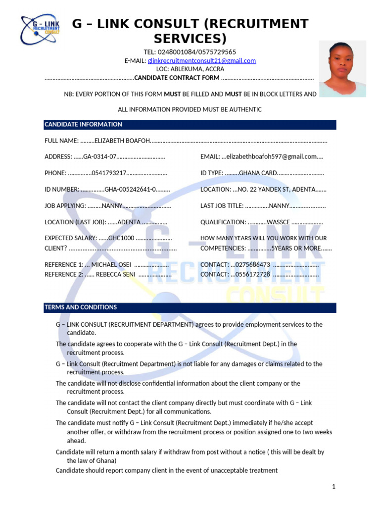 Candidate Contract Form-1 | PDF