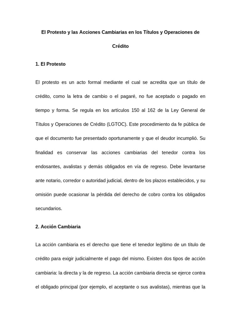 Protesto y Acción Cambiaria | PDF | Pagos | Justicia