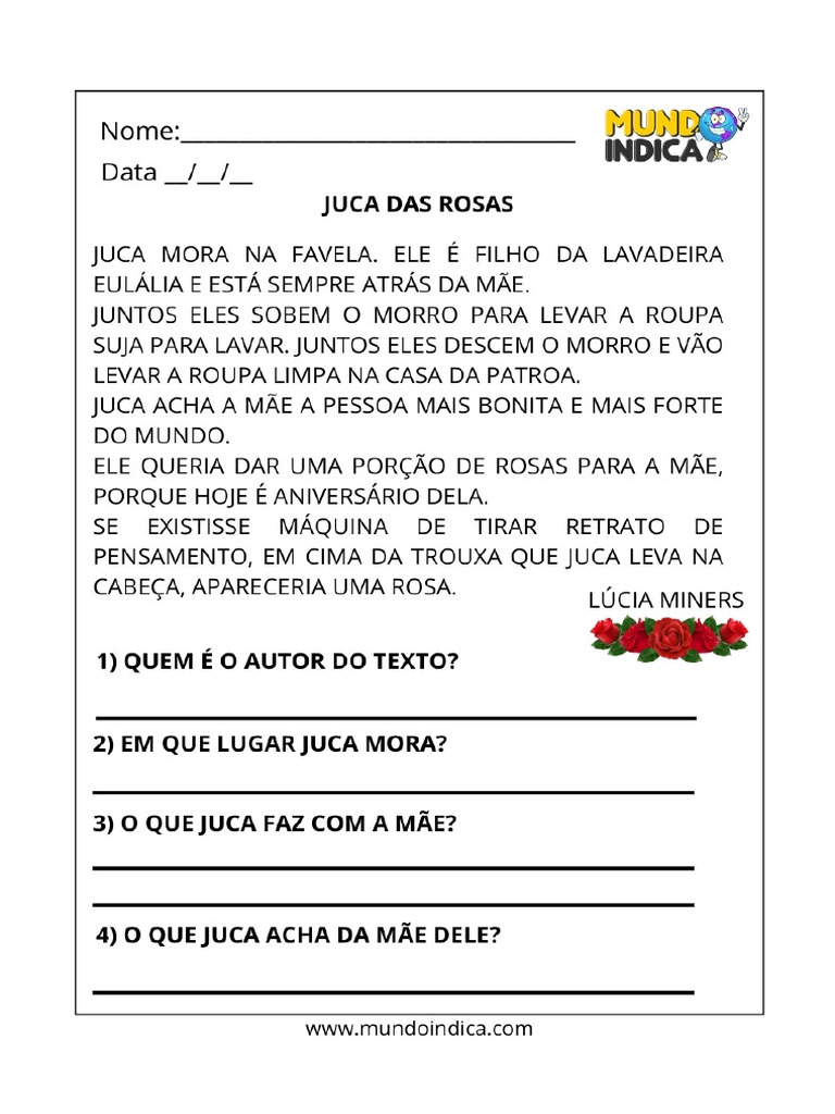Atividade de Interpretacao de Texto para Imprimir | PDF