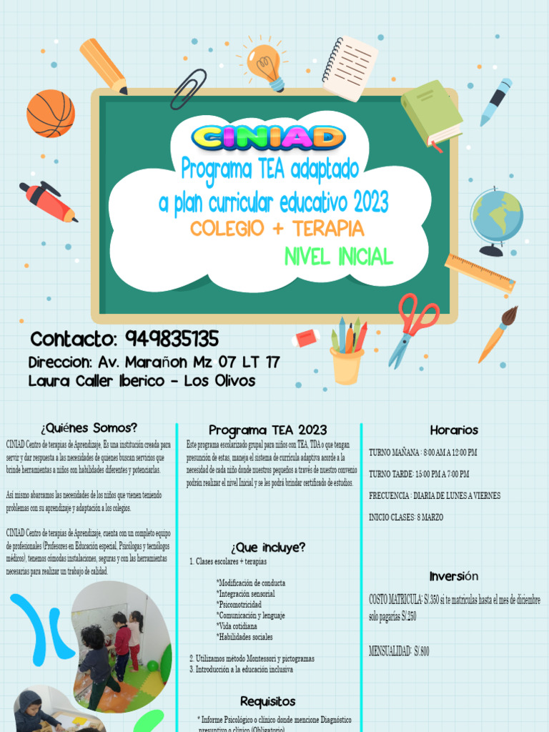 Programa TEA 2023 en CINIAD | PDF | Autismo | Educación de la primera ...