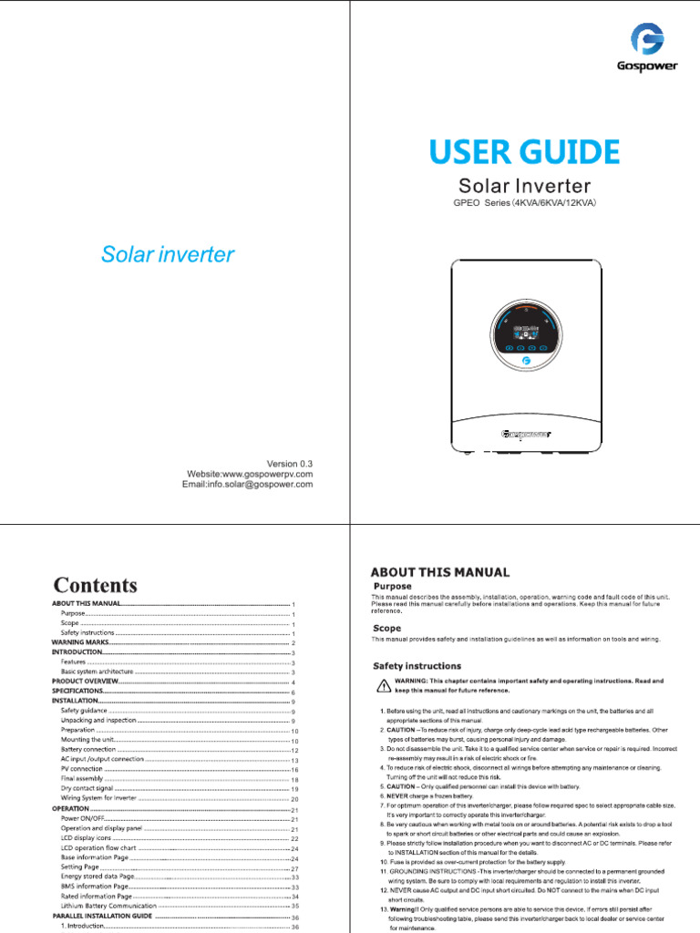GPEO Inverter Series Specifications | PDF | Mains Electricity | Power ...
