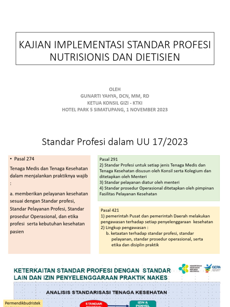Implementasi Standar Profesi Gizi 2023 | PDF