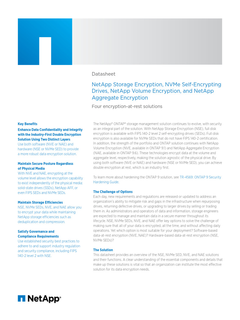 NetApp Data Encryption Solutions Overview | PDF | Encryption | Computer ...