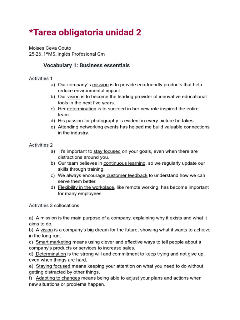 Business Essentials Vocabulary Guide | PDF | English Language | Startup ...