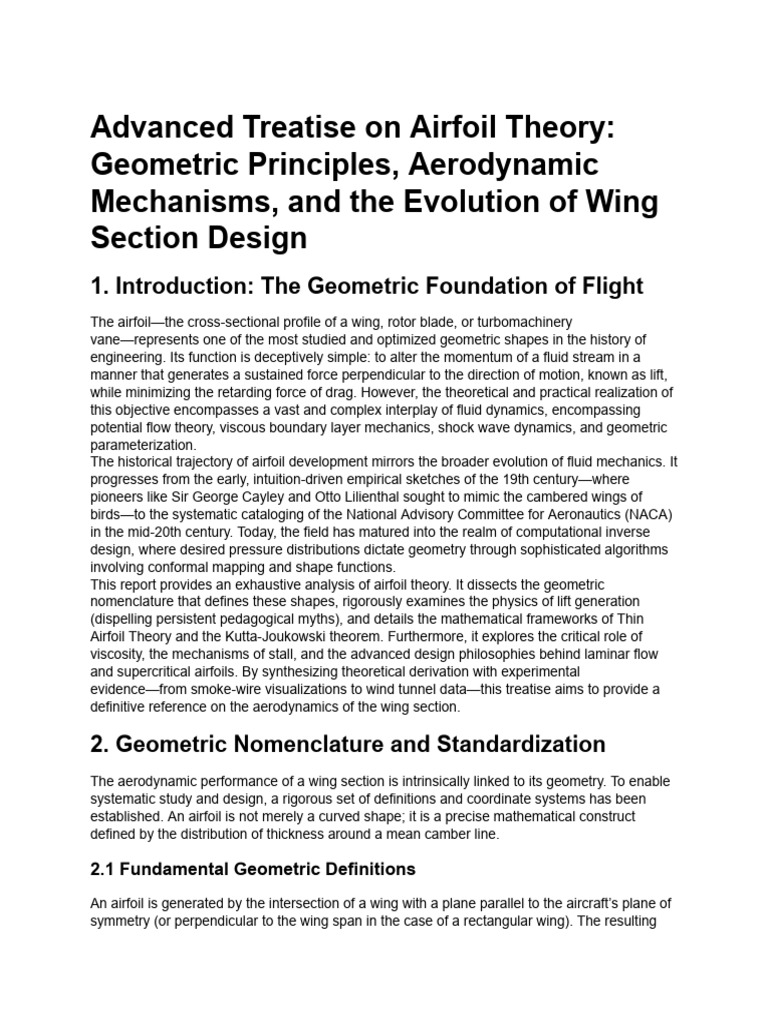 Comprehensive Airfoil Theory Analysis | PDF | Airfoil | Lift (Force)