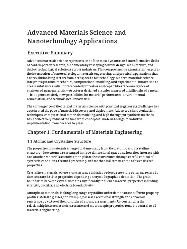 Advanced Materials Science Overview | PDF | Materials Science ...