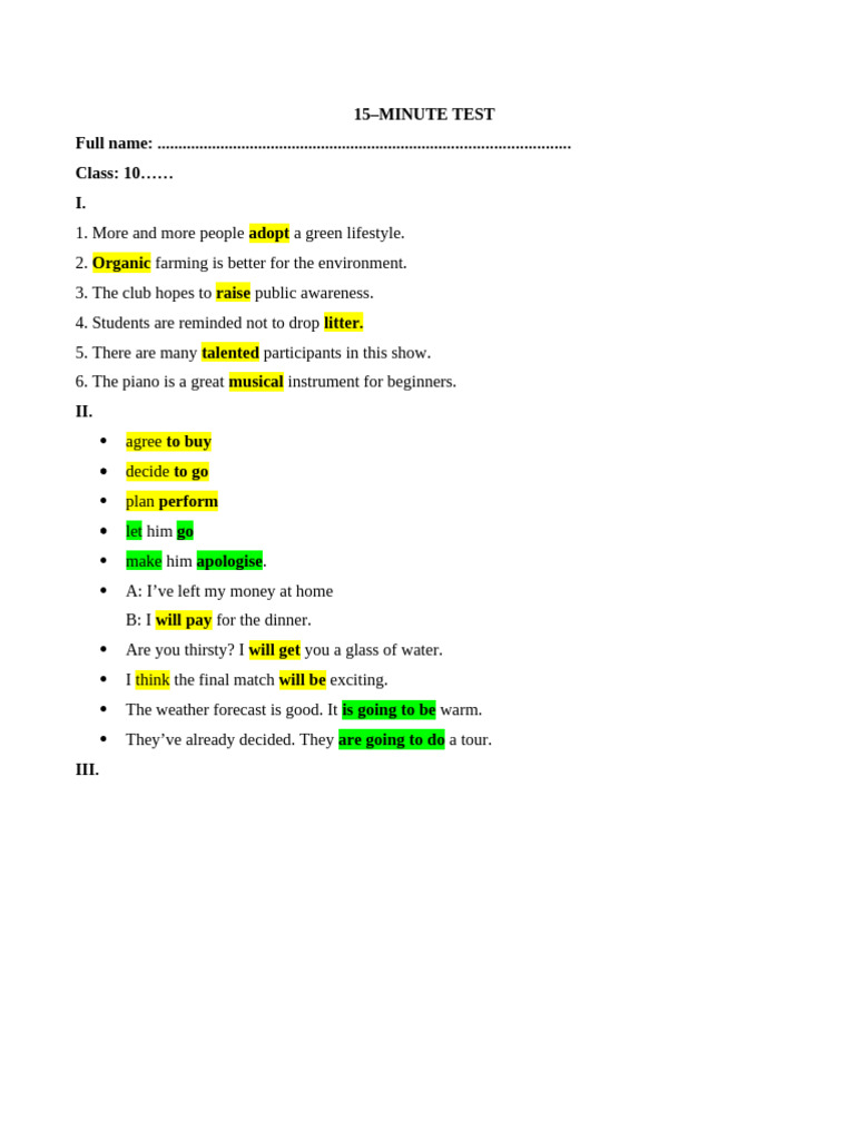 10B 10C1 - ĐỀ 1 KEY | PDF