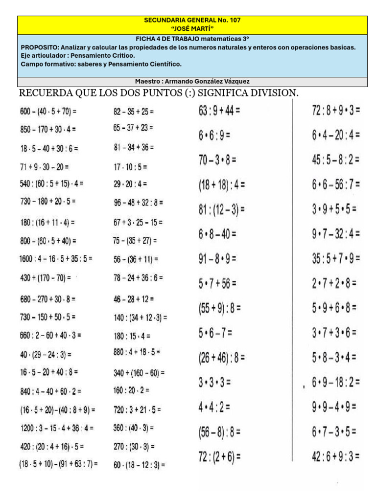 Ficha 4 de 3° 30 de Octubre | PDF