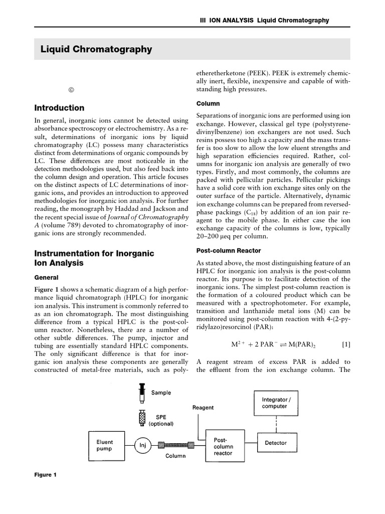 Inorganic Ion Analysis via Liquid Chromatography | PDF | Chromatography ...