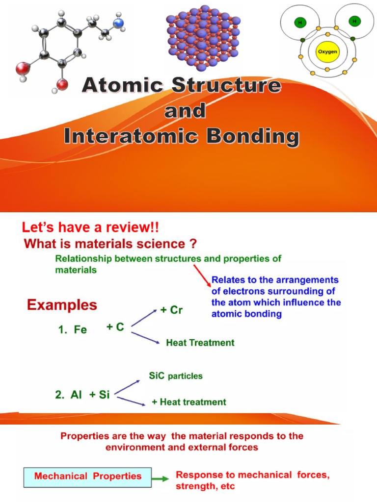 Atomic Structure and Interatomic Bonding | PDF
