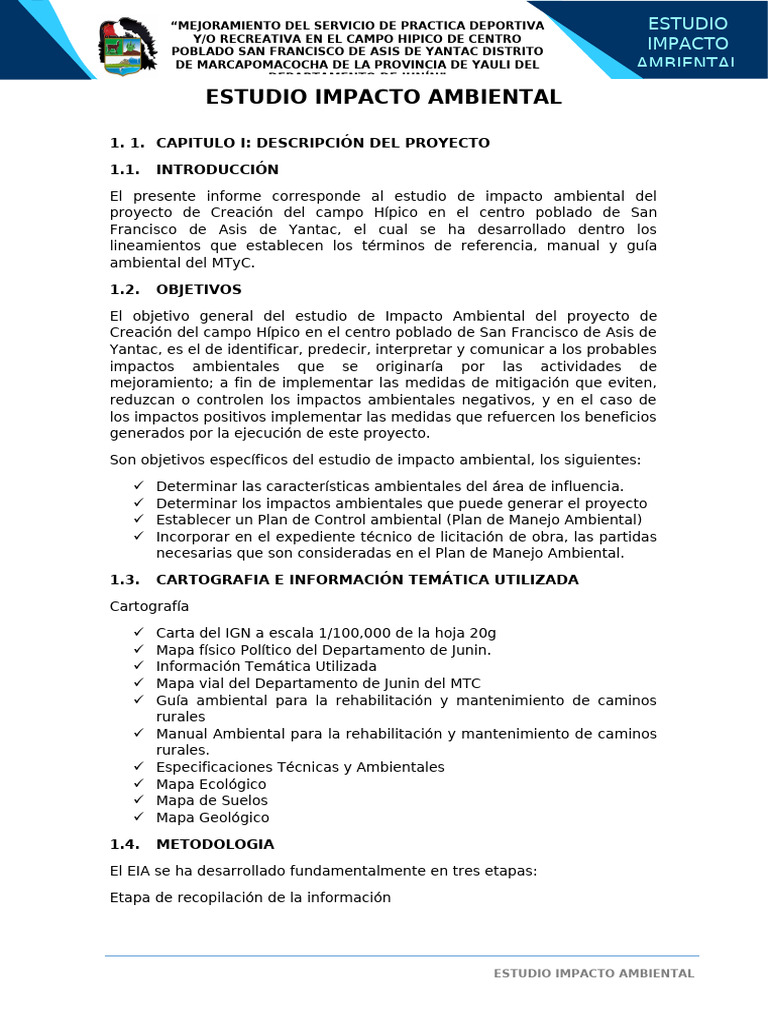 Estudio de Impacto Ambiental Campo Hípico | PDF | Evaluación de impacto ...