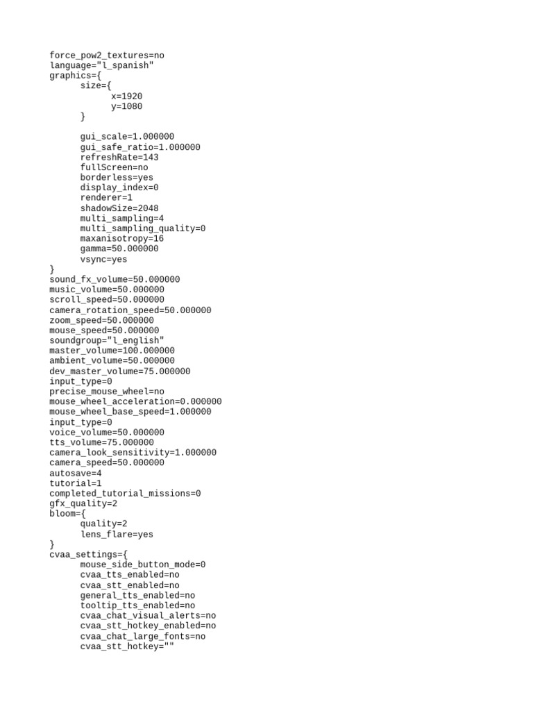 Game Graphics and Audio Settings Config | PDF