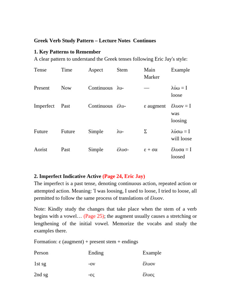Greek Lecture Note 2 For TH 1 Assignment | PDF | Grammatical Tense ...