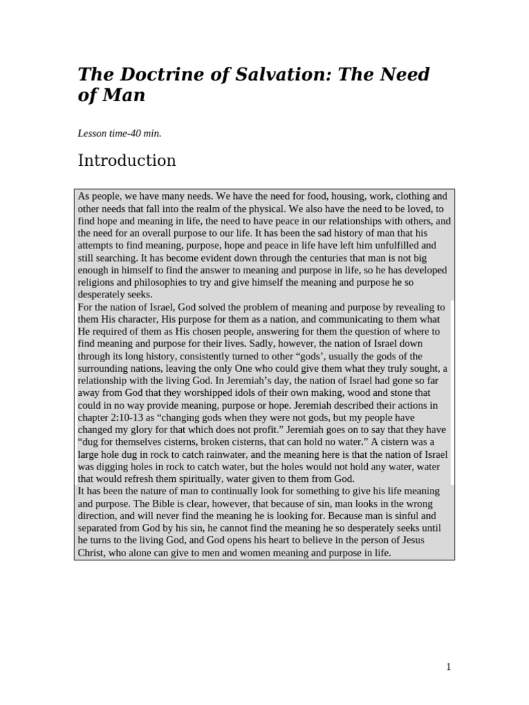 Understanding Man's Need for Salvation | PDF | Salvation | God