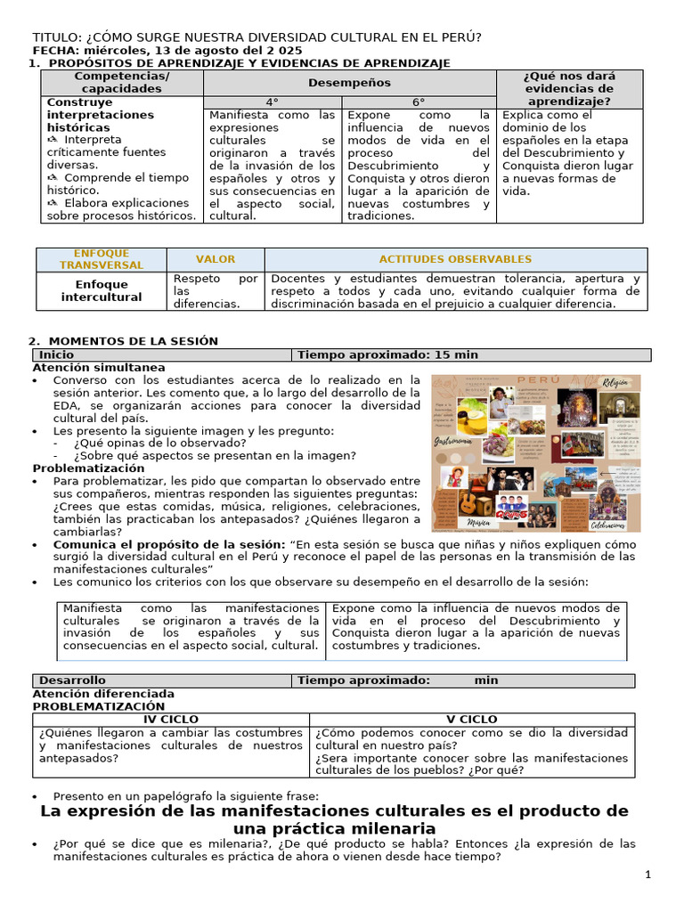 N° 3 Per. Soc. ¿CÓMO SURGE NUESTRA DIVERSIDAD CULTURAL EN EL PERÚ | PDF ...
