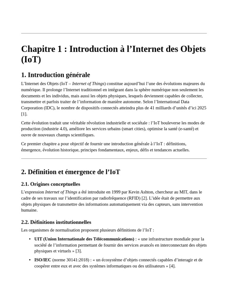 Introduction à l'Internet des Objets (IoT) | PDF | Internet des objets ...
