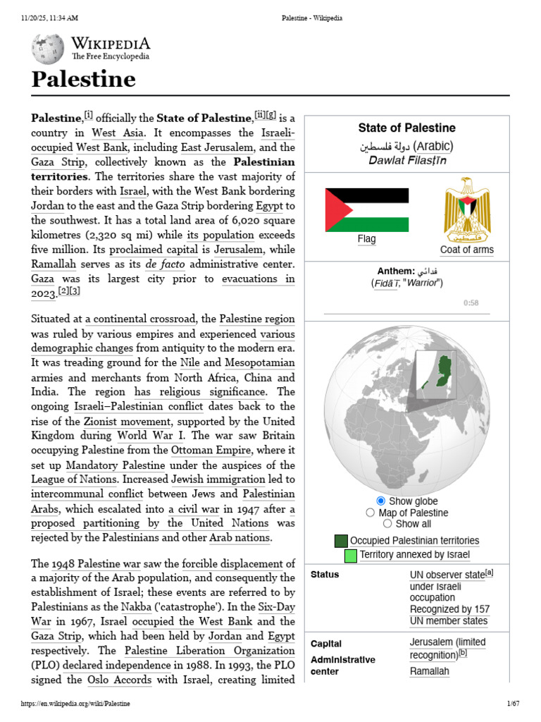 Overview of the State of Palestine | PDF | Palestine Liberation ...