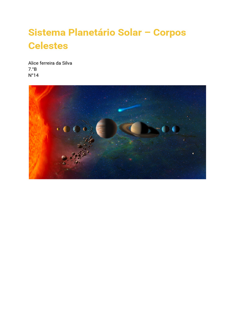 Corpos Celestes do Sistema Solar | PDF | Sistema Solar | Planetas