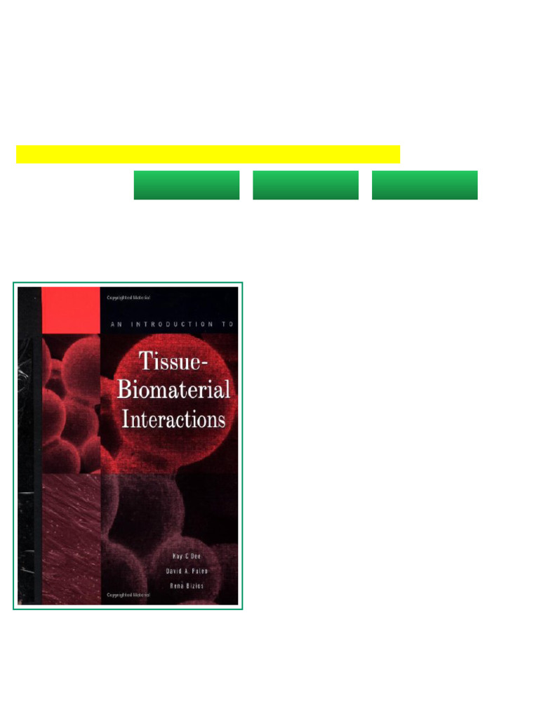 An Introduction To Tissue Biomaterial Interactions 1st Edition Kay C ...