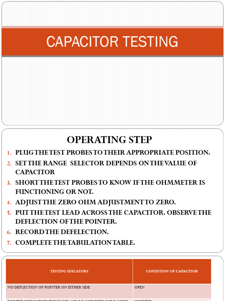 Capacitor Testing Procedure Guide | PDF