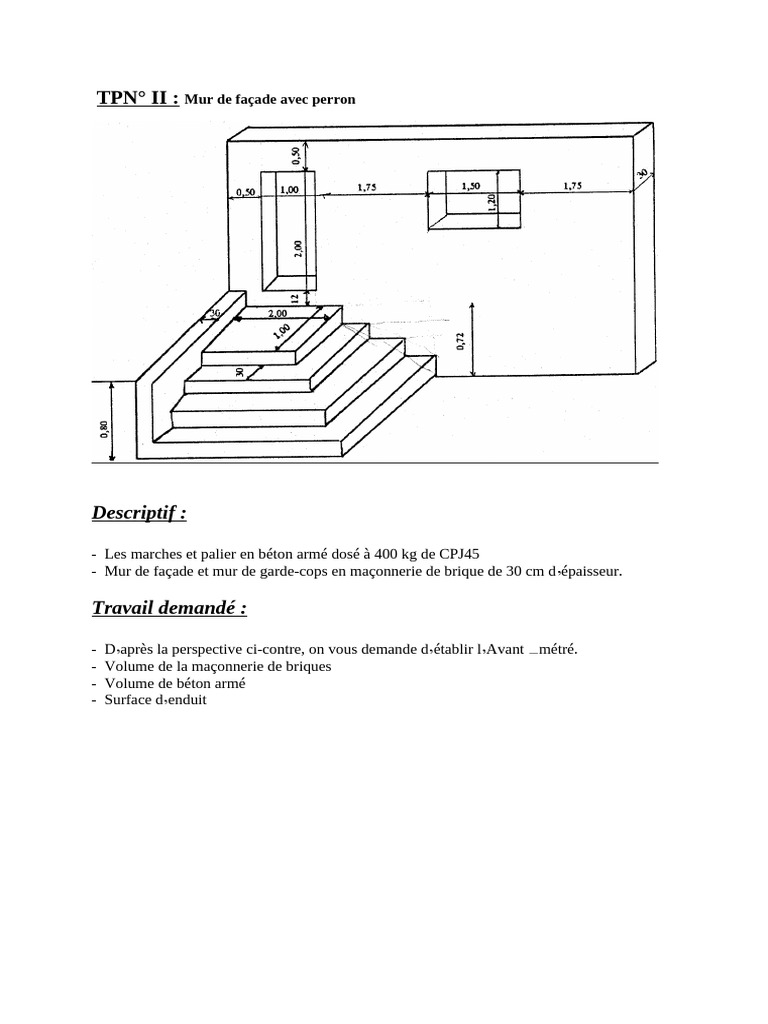 Avant métré : Mur de façade et perron | PDF
