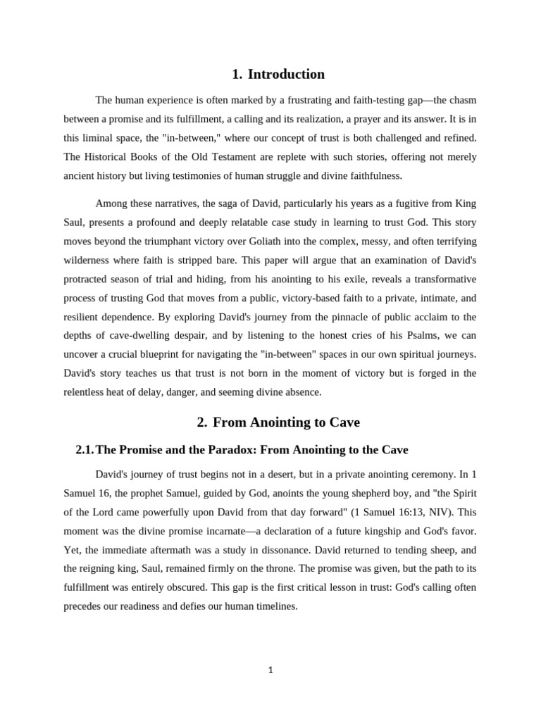 OT Historical Assignment - David's Life | PDF | David | Books Of Samuel