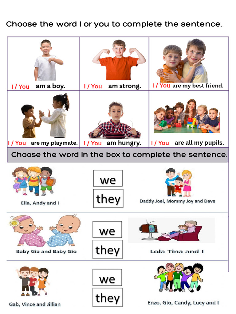 Complete the Sentences with I or You | PDF