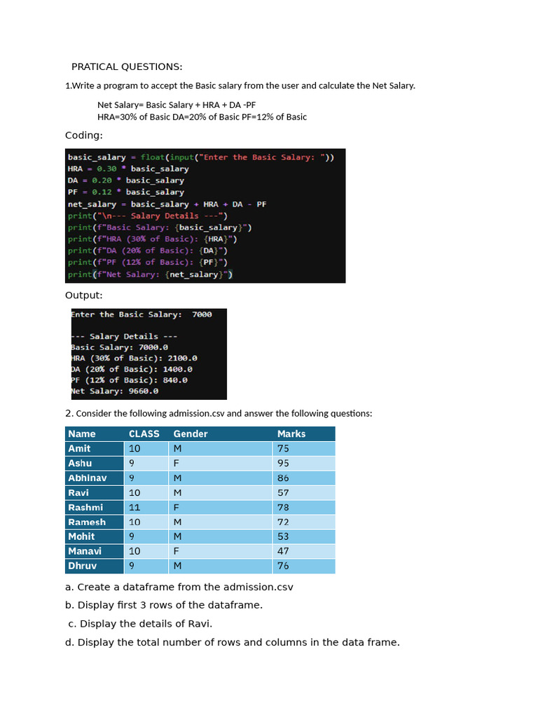 Practical Programming and Data Analysis Tasks | PDF | Empathy