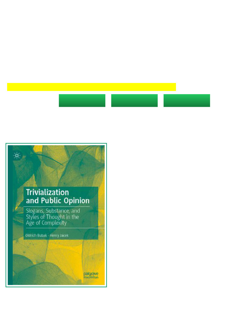 (Ebook) Trivialization and Public Opinion: Slogans, Substance, and ...
