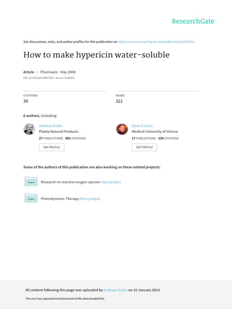 Water-Soluble Hypericin Preparation Guide | PDF | Solubility ...