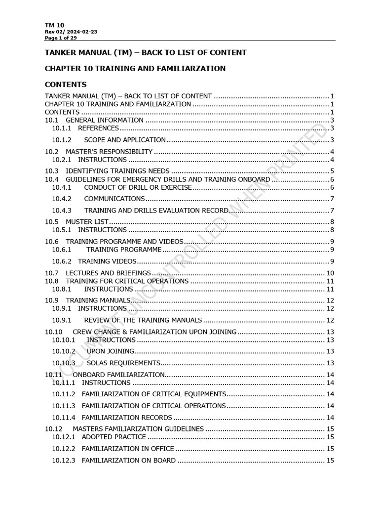 TM 10-Training and Familirazation | PDF