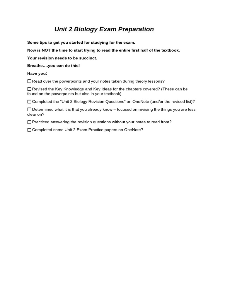 Unit 2 Biology Exam Study Guide | PDF