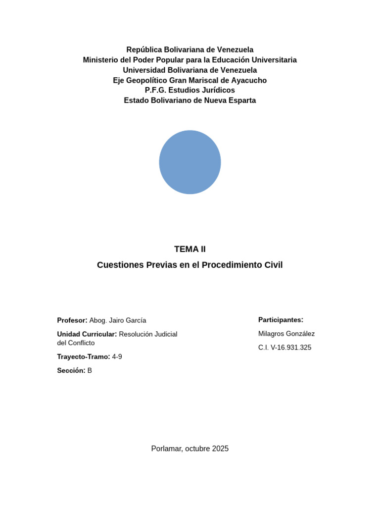 Cuestiones Previas en Procedimiento Civil | PDF | Demanda judicial ...