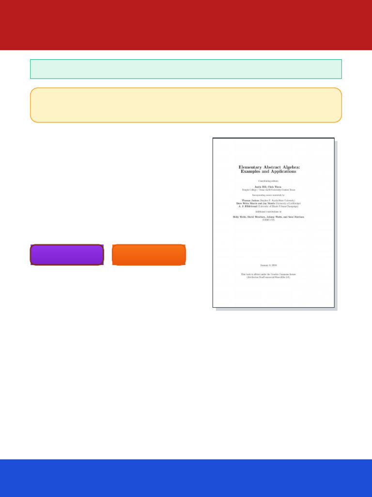 Elementary Abstract Algebra: Examples and Applications Hill Ebook Full ...