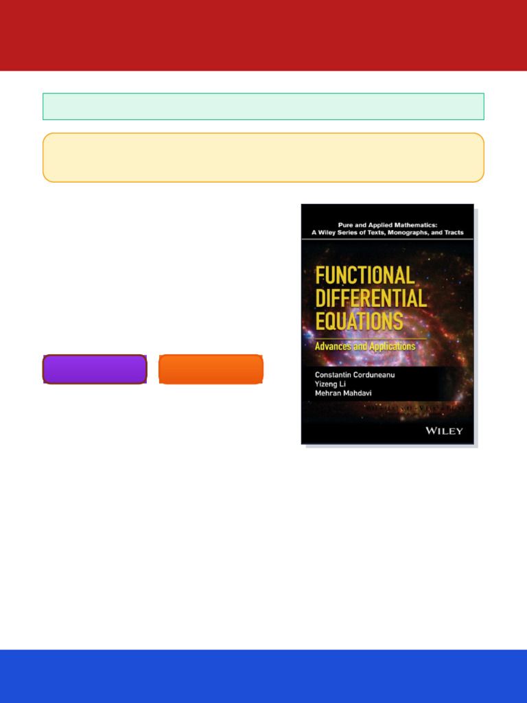 Functional Differential Equations: Advances and Applications 1st ...