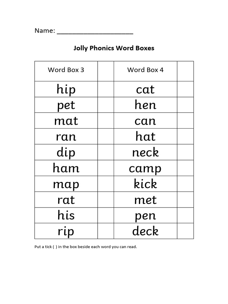 JP Word Box 3 and 4 | PDF