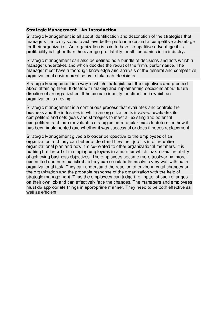 Strategic Management | PDF