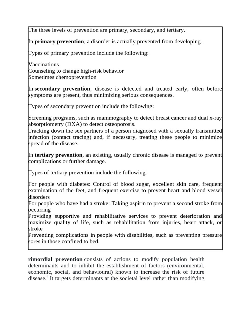 Understanding Prevention Levels in Healthcare | PDF | Preventive ...