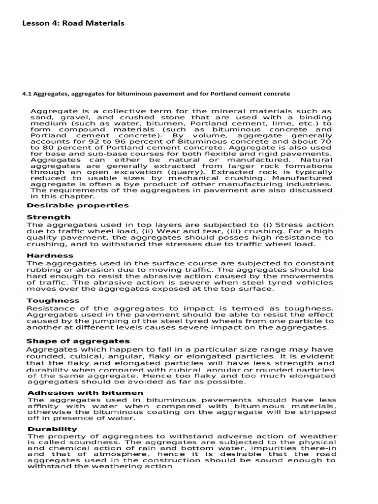 MODULE 5 Road Materials | PDF | Road Surface | Concrete