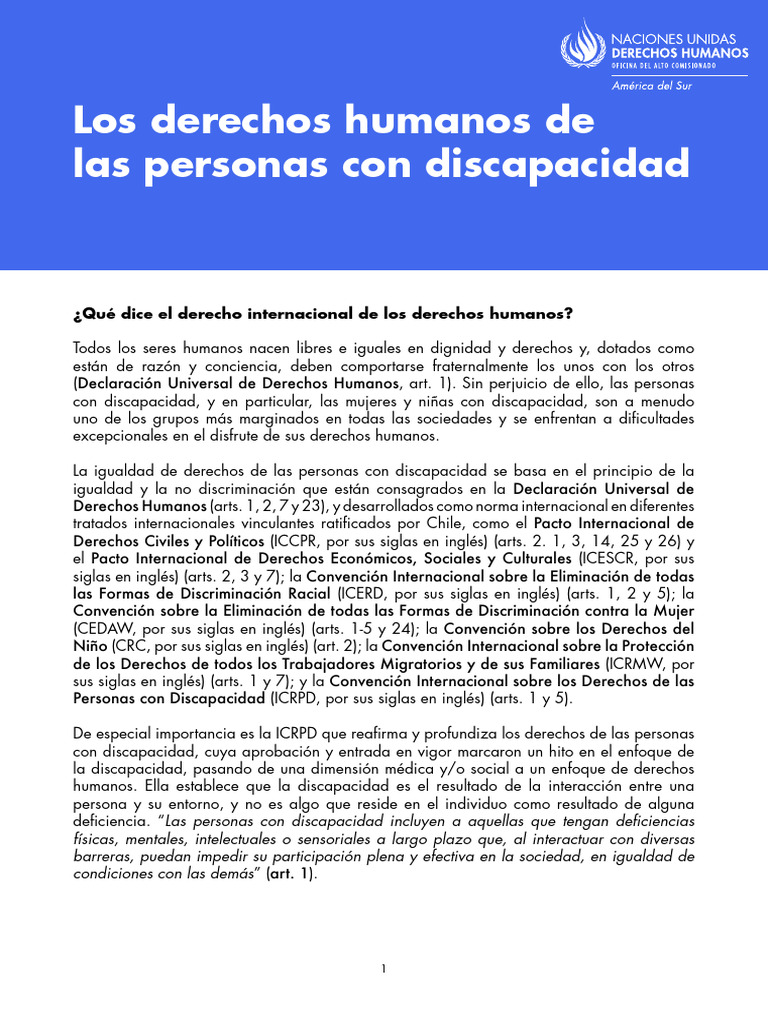 Los Derechos Humanos de Las Personas Con Discapacidad | PDF | Invalidez ...