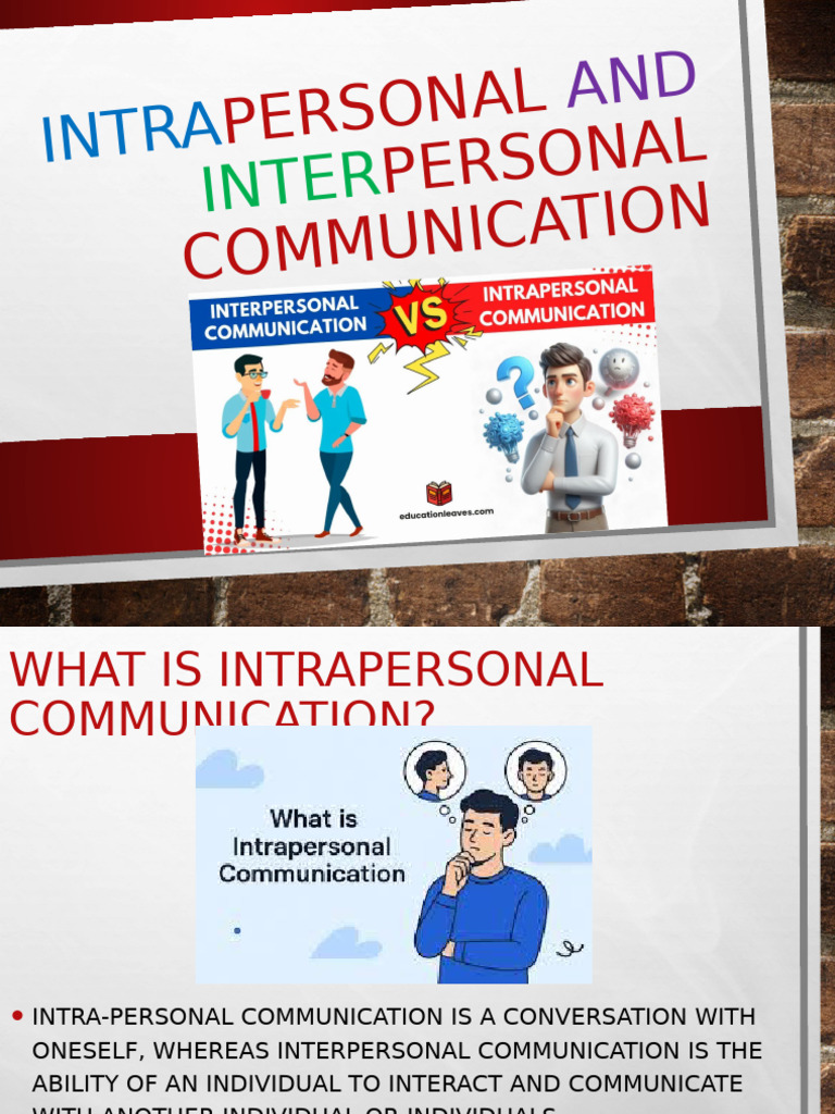 Intrapersonal and Interpersonal Communication | PDF