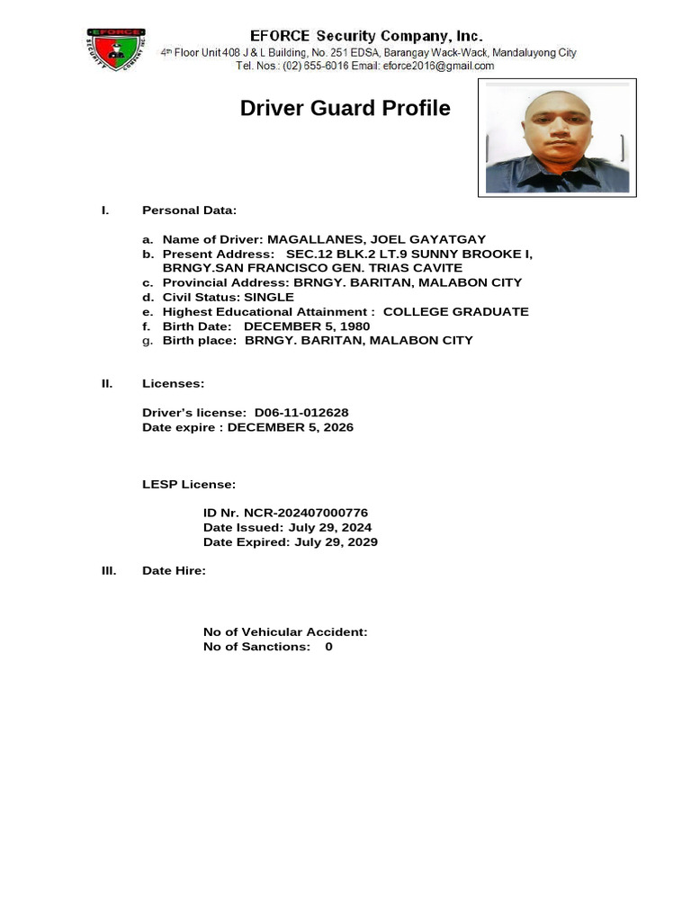 Driver Profile: Joel Magallanes | PDF