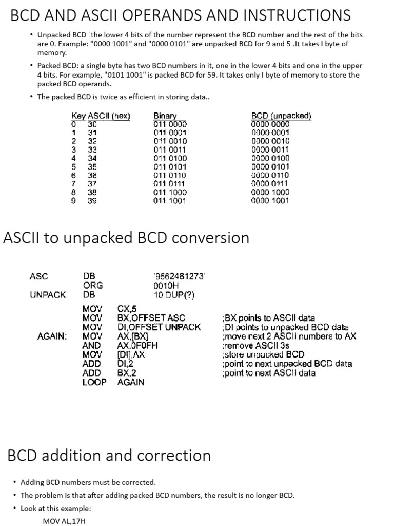 BCD and ASCII Operations Explained | PDF | Binary Coded Decimal ...