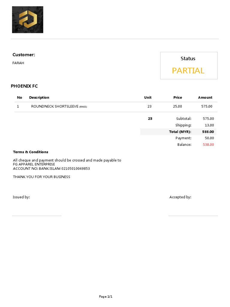 FG Apparel Invoice S2501750 Details | PDF | Accounting