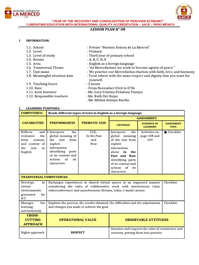 English Lesson Plan for Primary Students | PDF | Educational Technology ...