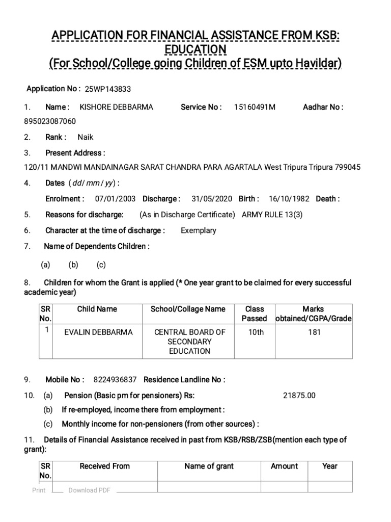 KSB Education Assistance Application Form | PDF