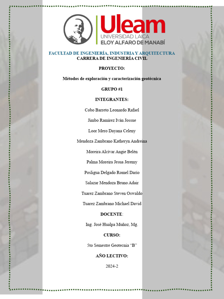 Inf1 - Metodos de Exploracion Geotecnia | PDF | Plasticidad (Física ...