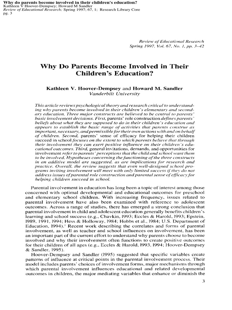 Parents' Involvement in Education | PDF | Copyright | Freedom Of ...