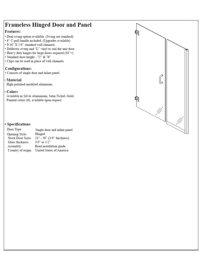 Frameless Hinged Door Configurations | PDF